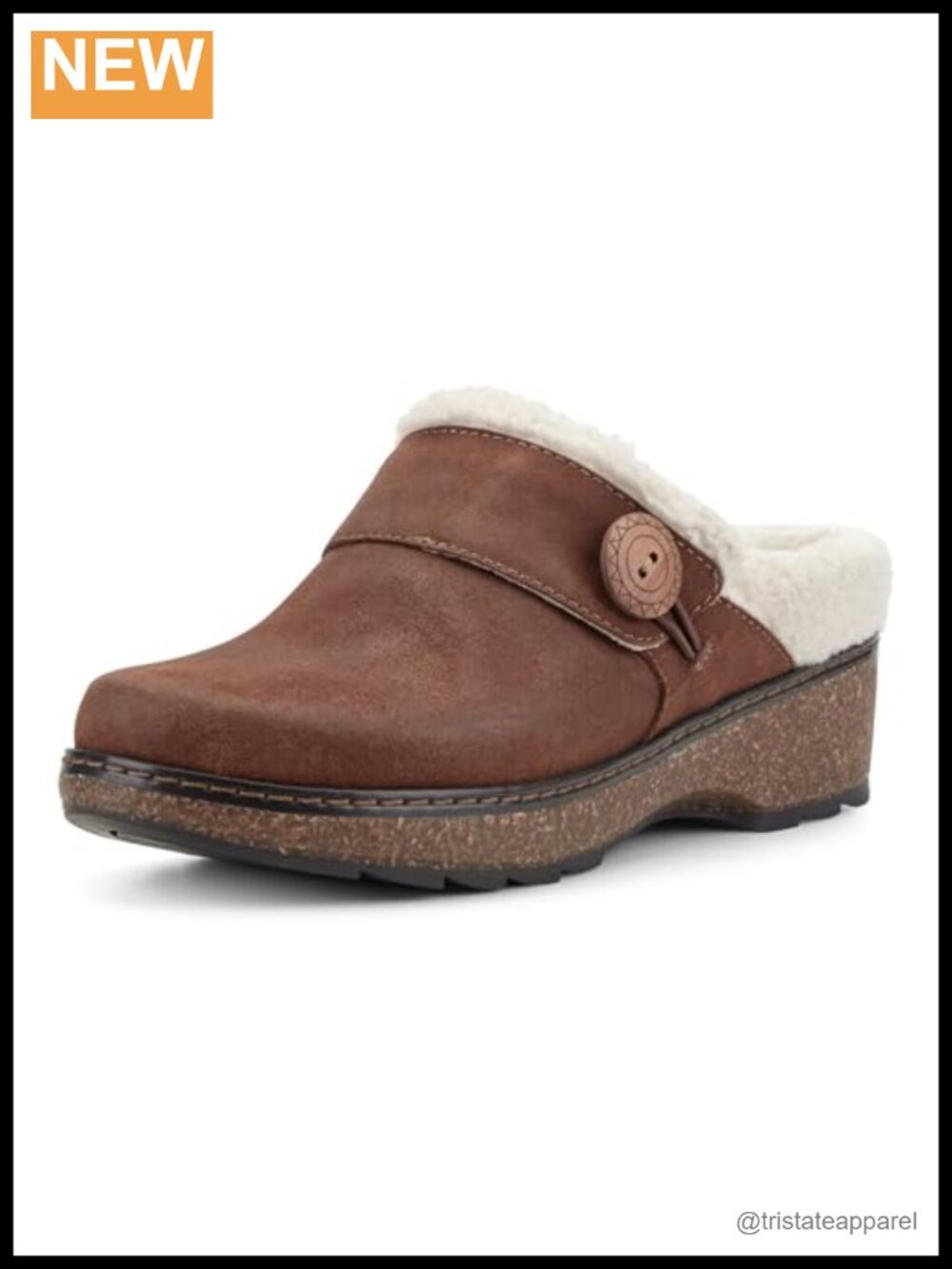 Cork Footbed Cushioned Insole Leather Clog Slip-On Comfort Shoe